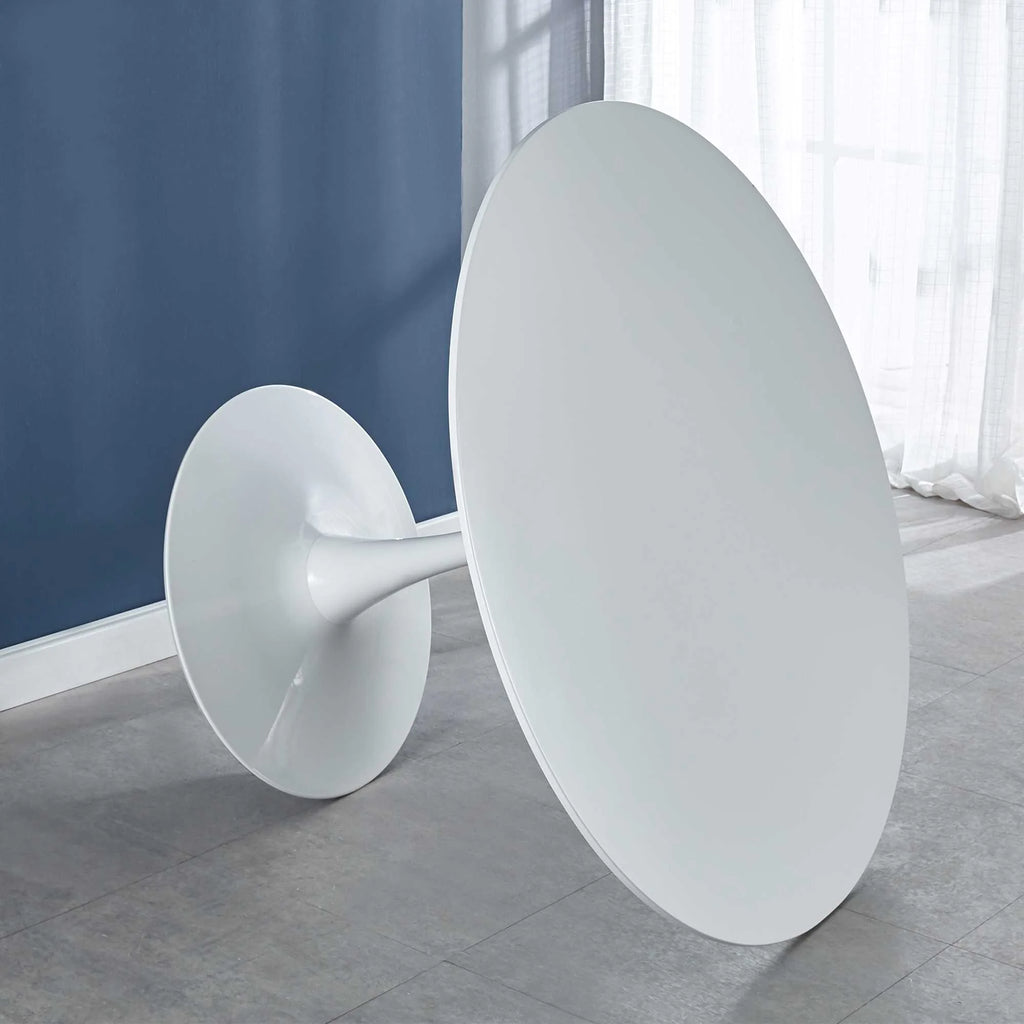 White Tulip Round MDF Pedestal Dining Table F429