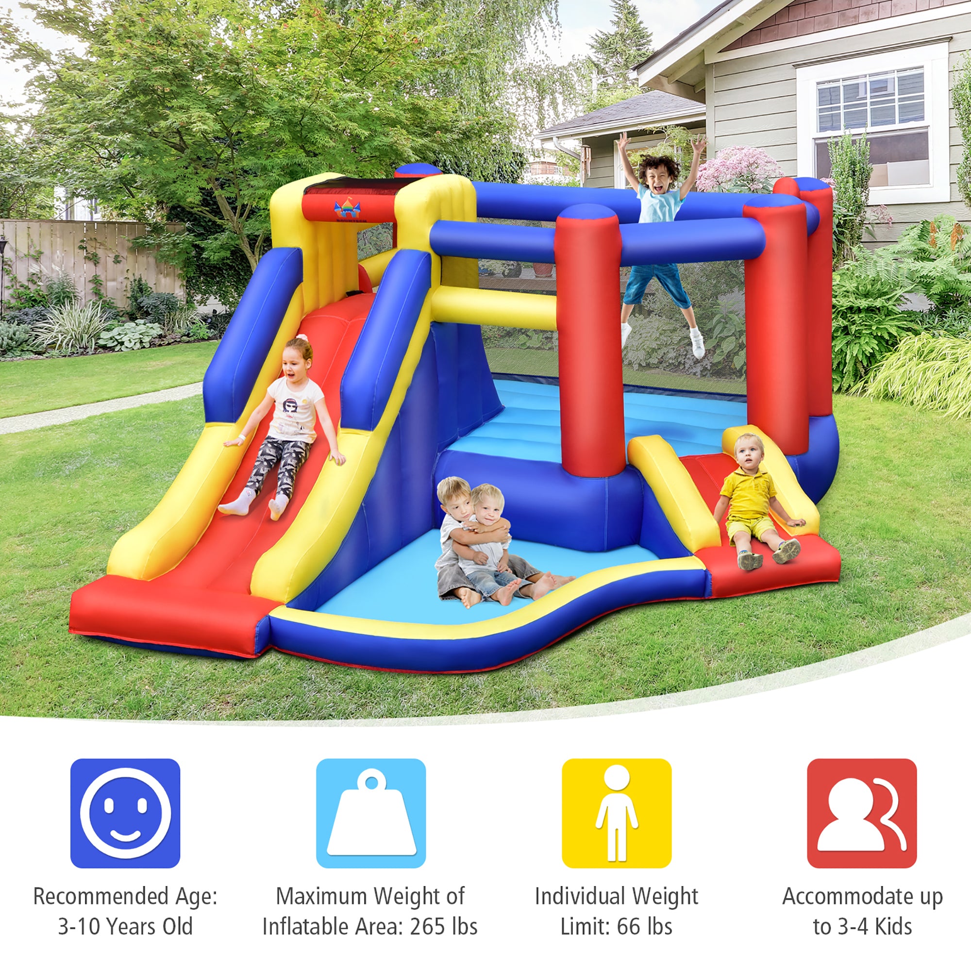 Inflatable Bouncy Castle with Double Slides N436
