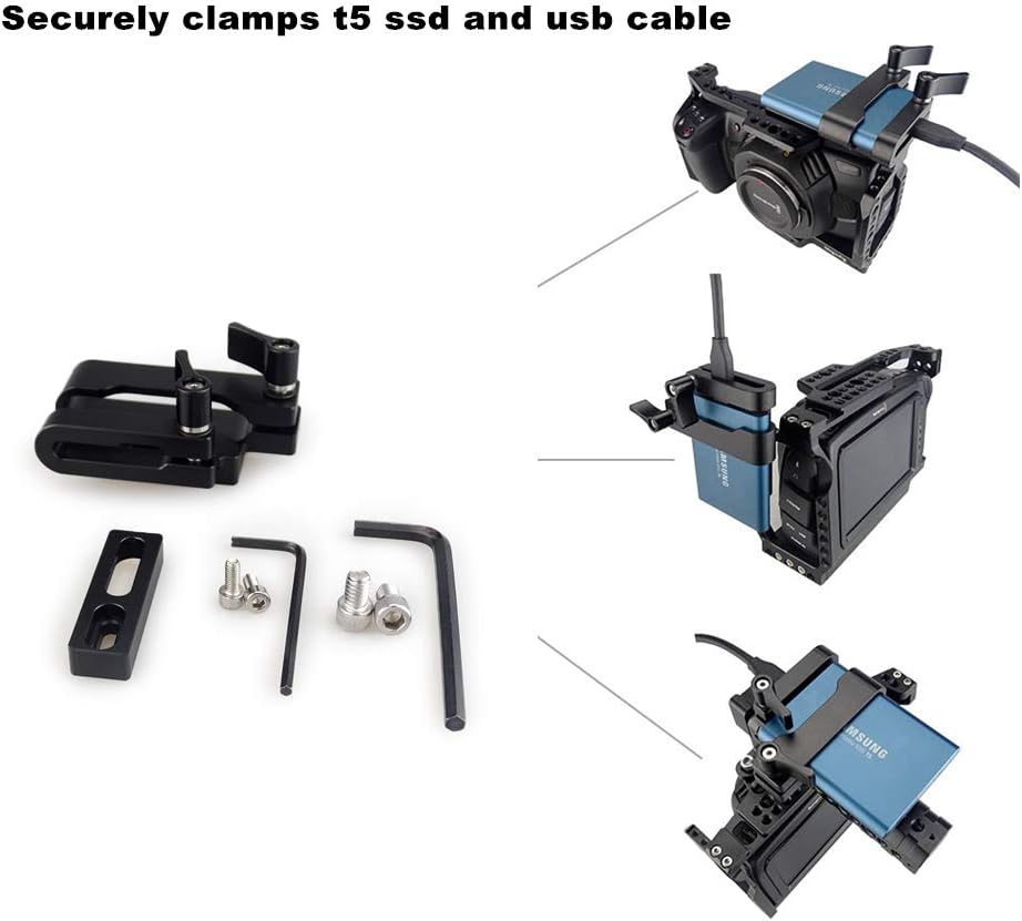 BMPCC 4K /6K Cage with NATO Handle + T5 SSD Card Mount Clamp B797