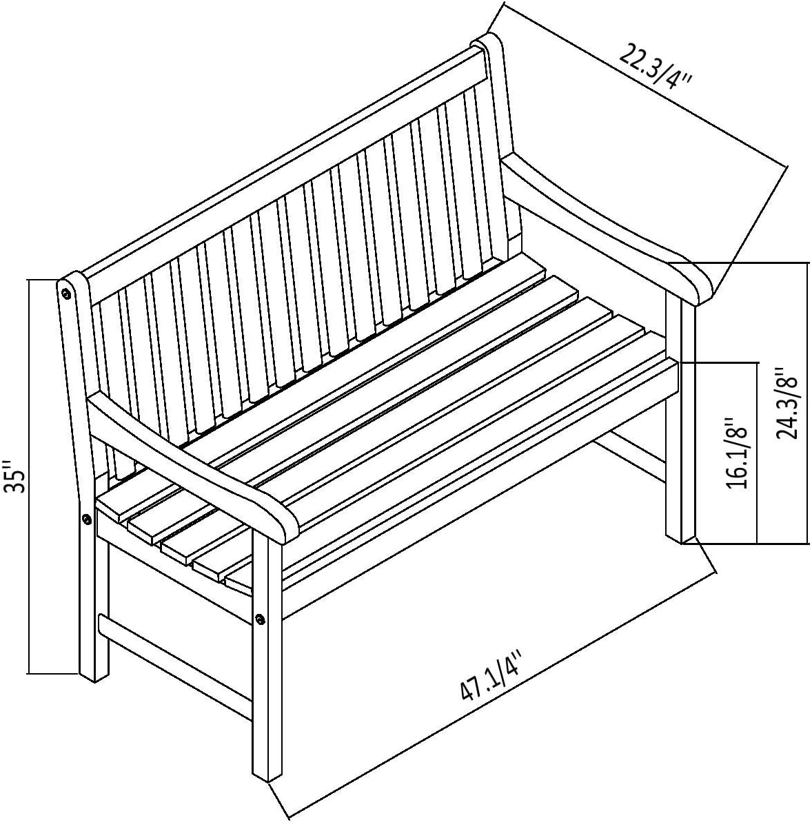 Light Brown Eucalyptus Wood Patio Bench V9290