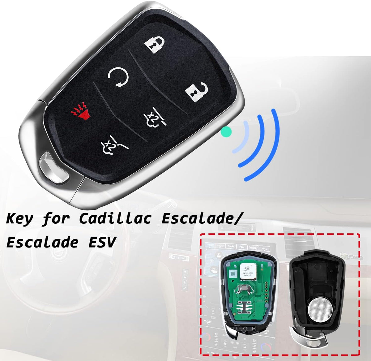 Replacement 6 Buttons Proximity Smart Keyless Entry Remote Fob 315Mhz 1 Piece O7404