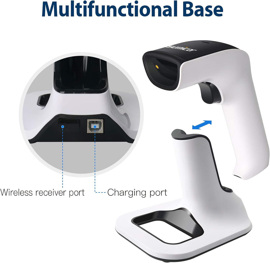 2D Bluetooth Barcode Scanner with Stand, 3 in 1 Wireless & Wired, 1D & 2D, Pack of 2 A460