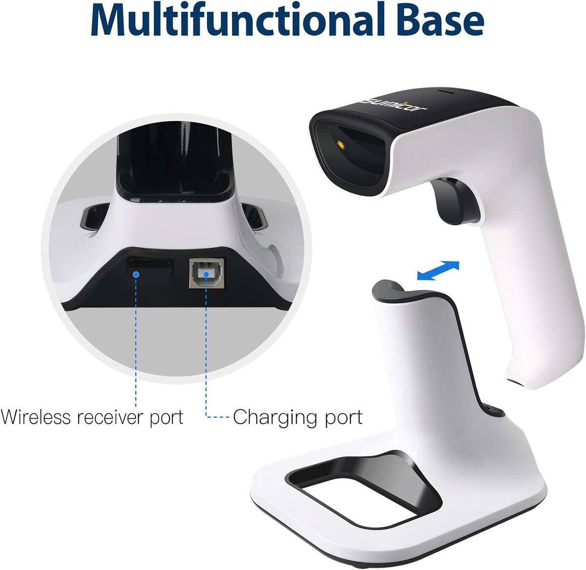 2D Bluetooth Barcode Scanner with Stand, 3 in 1 Wireless & Wired, 1D & 2D, Pack of 2 A460