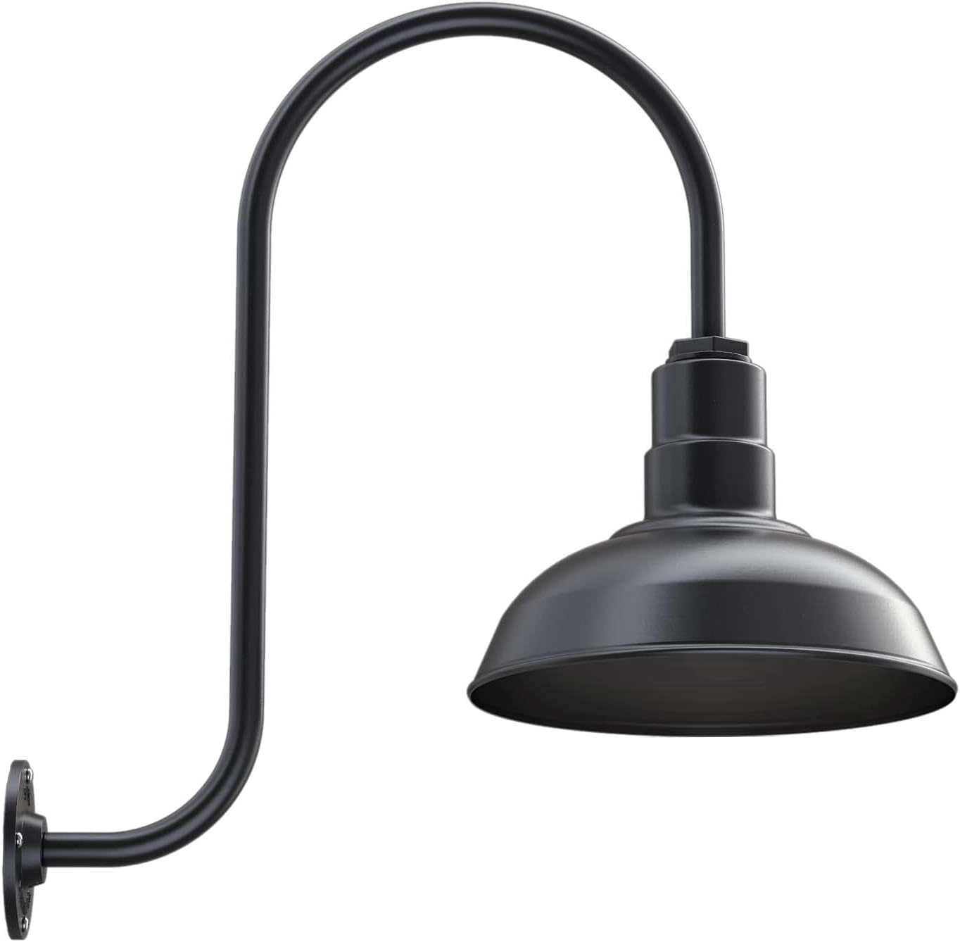 Matte Black 12 inch Dome 11 inch Gooseneck Outdoor Wall Mounted Barn Light G160