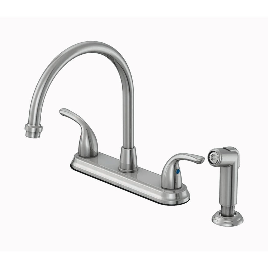 Brushed Nickel Two Handle Kitchen Faucet Side Spray R268