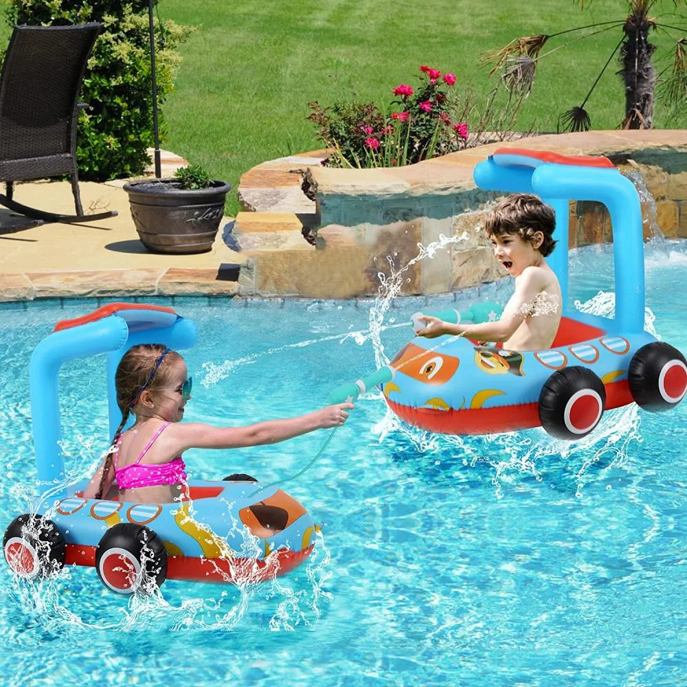 Toddlers Inflatable Pool Float Toys with Water Spray Gun Pirate Boat N718