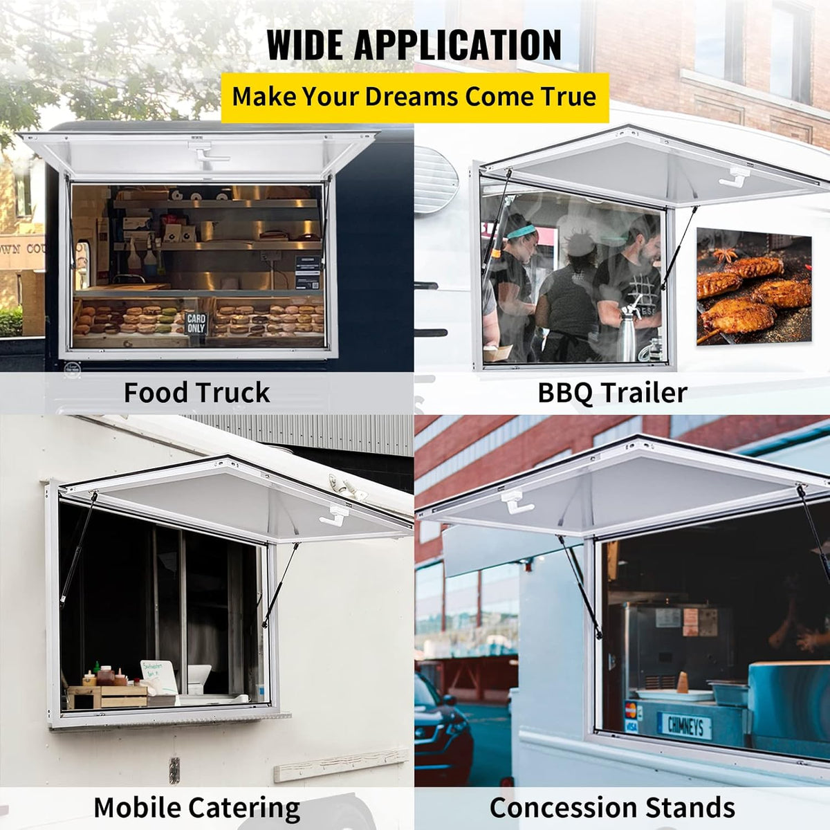 Concession Stand Serving Window with Double-Point Fork Lock U8537