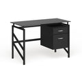 Black Two Drawer Pedestal Desk with Tempered Glass Top and Metal Frame C6241