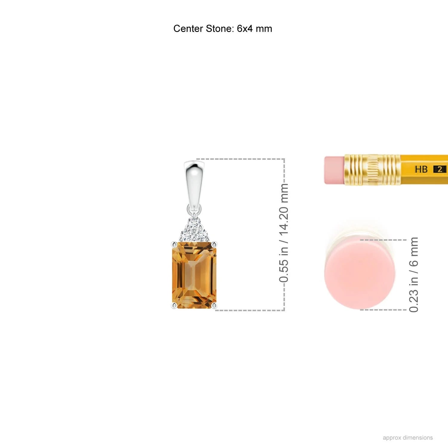 Citrine Diamond Solitaire Pendant Necklace in Sterling Silver C920662