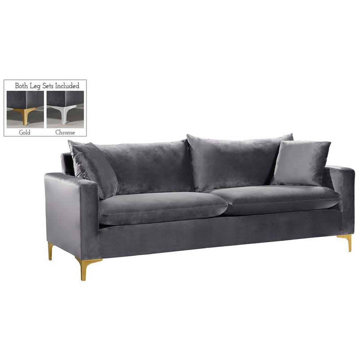 Gray Velvet 3-Piece Sofa Set U808387