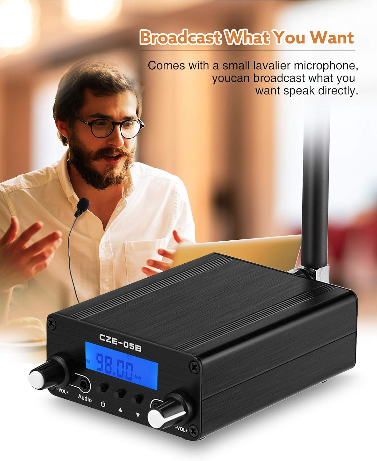FM Broadcast Transmitter 76~108MHz with Microphone and Antenna W93542