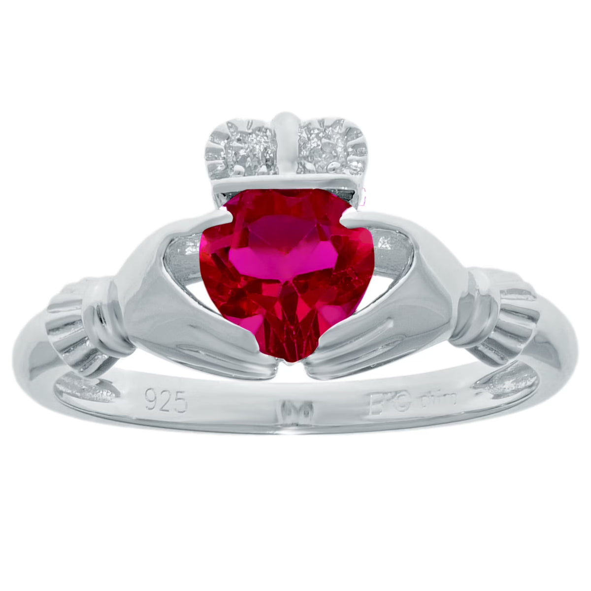 Heart Red Ruby and Diamond Accent 925 Sterling Silver Ring R32179