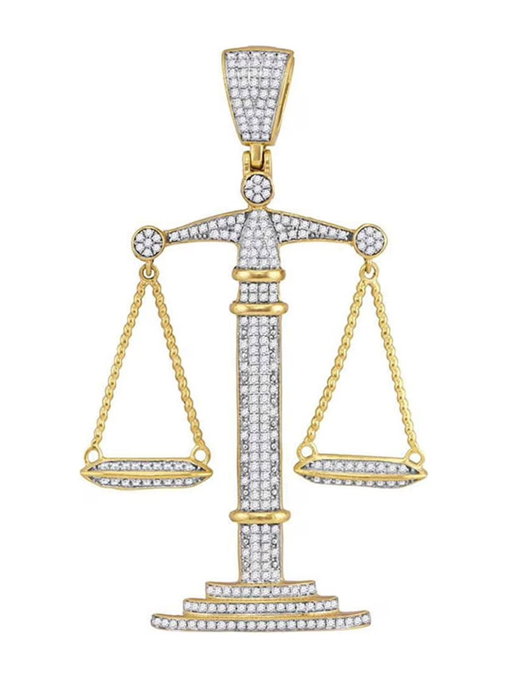 10kt Yellow Gold Mens Diamond Scales of Justice Charm Pendant 1 Cttw B4139