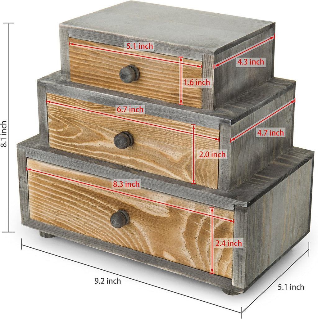 Rustic Wood 3-Drawer Desk Organizer Cabinet U728