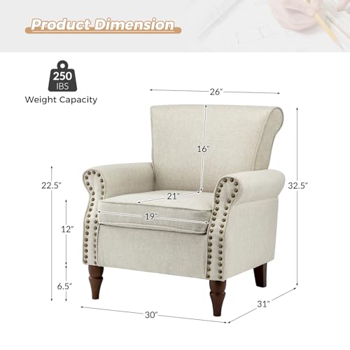 Accent Chairs Set of 2 with Wood Legs & Removable Cushion, RED B68066