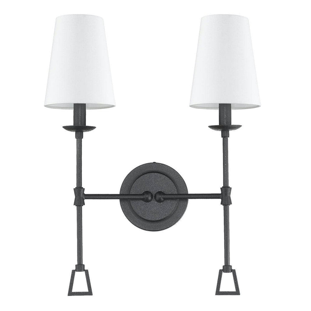Matte Black 2-Light Sconce T49402