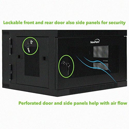 6U Wall-Mount Network Cabinet Enclosure, 450mm Depth, Hinged Back, Swing Gate Server Cabinet, Locks, Pre-Assembled, Perforated Front Door, Cable Management E91397