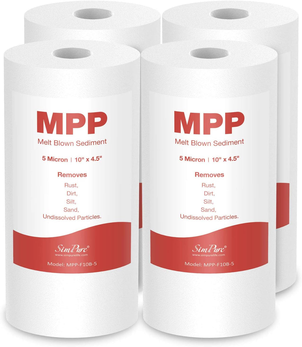 10" x 4.5" 5 Micron Whole House Sediment Water Filter Replacement Cartridge 4-Pack W6569