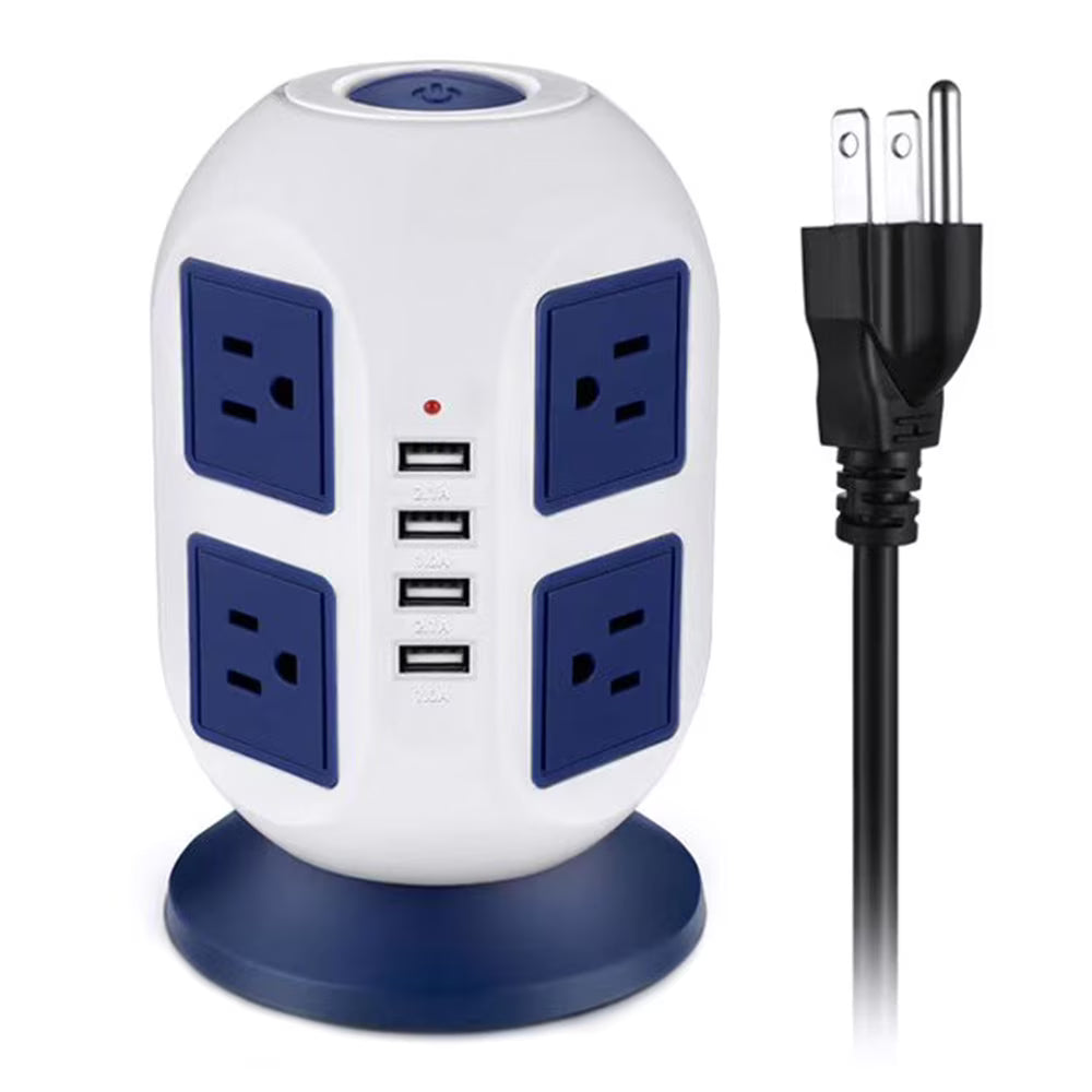 Multi Plug Charging Tower Surge Protector 8 AC Outlets 4 USB Port Power Strip Tower Extension Cord 3 Meters M24349