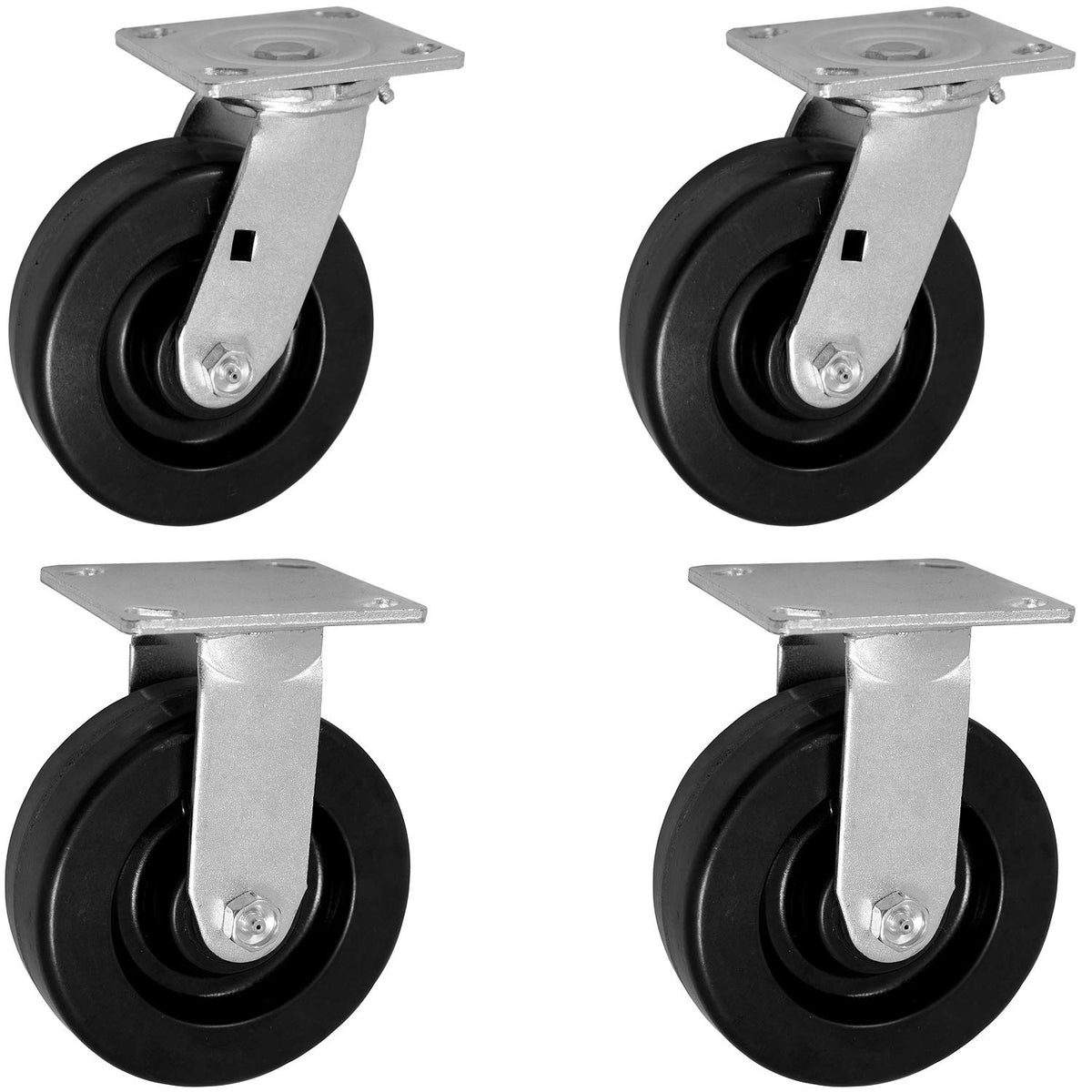 Set of 4 Swivel and Rigid Casters with Phenolic Wheels S669380