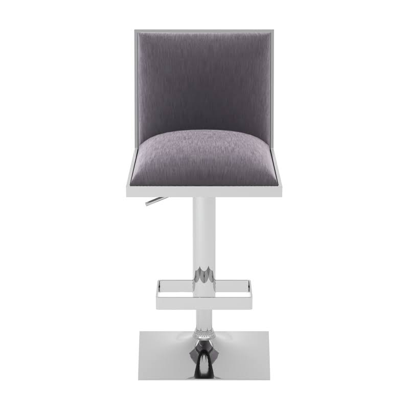 Gray Fabric Swivel Bar Stool with Metal Base L50217