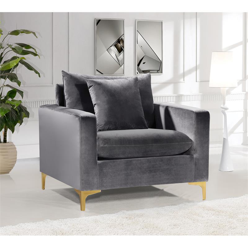 Gray Velvet 3-Piece Sofa Set U808387