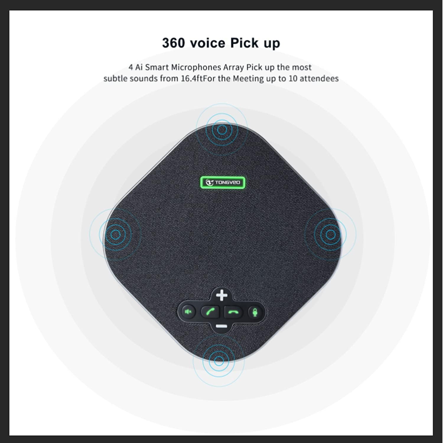 Wireless Conference Speaker with 4 Mics for 10-12 People C638