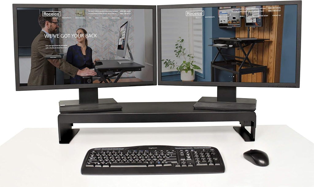 Black Dual Monitor Stand with AC Power Supply & USB 2.0 Charging J8549