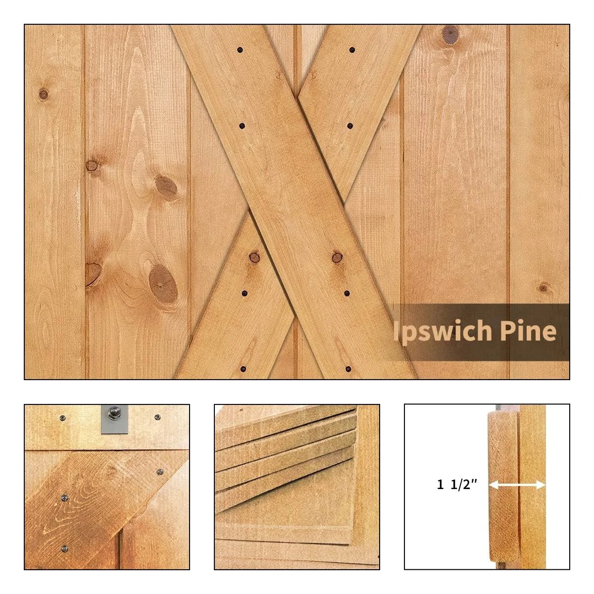 Paneled Wood Barn Door with Installation Hardware Kit L257912