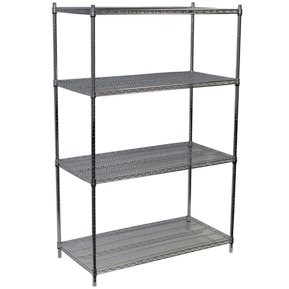 Chrome Wire Shelving Unit, 4 Shelves H353379