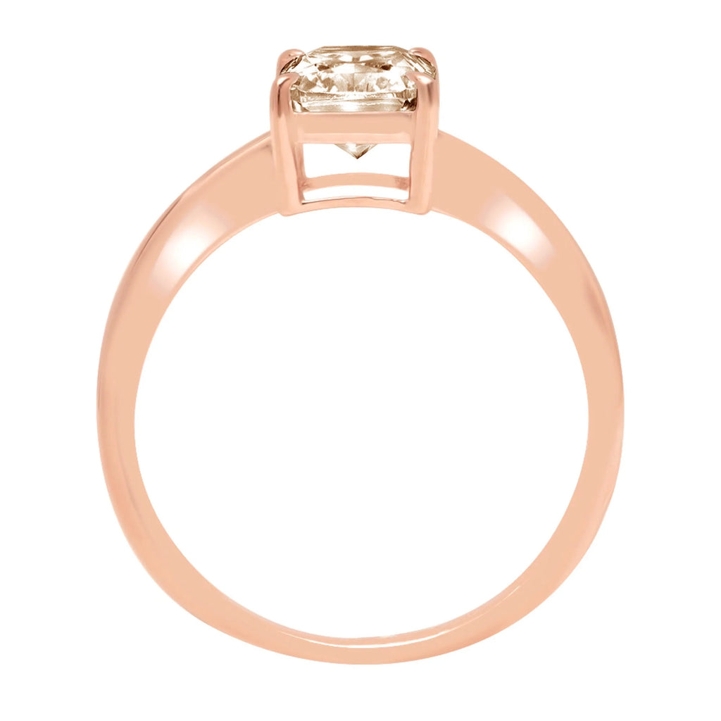 2.5ct Radiant Cut Champagne Simulated Diamond 18k Rose Gold Ring N163