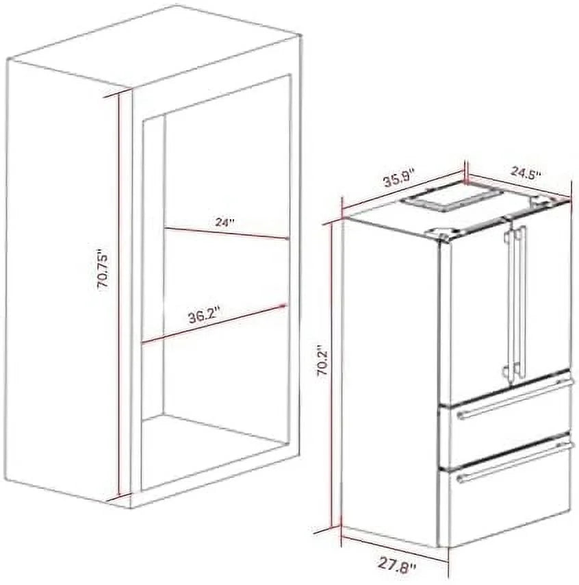 36" Side by Side Stainless Steel Refrigerator with Ice Maker E11292