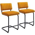 Set of 2 Velvet Barstools with Solid Metal Legs C107809
