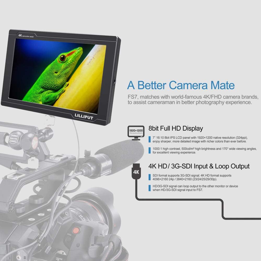 7 inch Metal Full HD 1920x1200 4K HDMI 3G-SDI On Camera Field Monitor A39320
