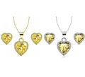 24k Yellow and White Gold 4Ct Yellow Sapphire Necklace Set 18 inch T42014