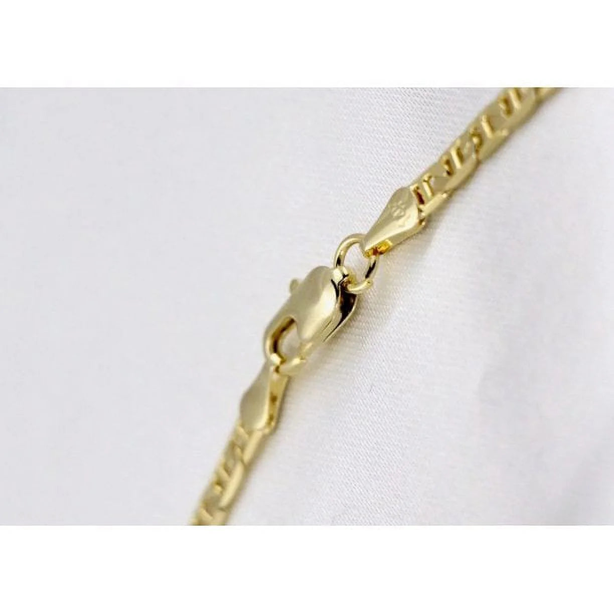 14K Bonded Gold Cuban Chain Necklace with Initial Letters Charm N477