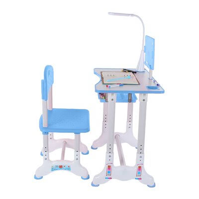 Blue Height Adjustable Study Desk and Chair Set with Drawer R49073