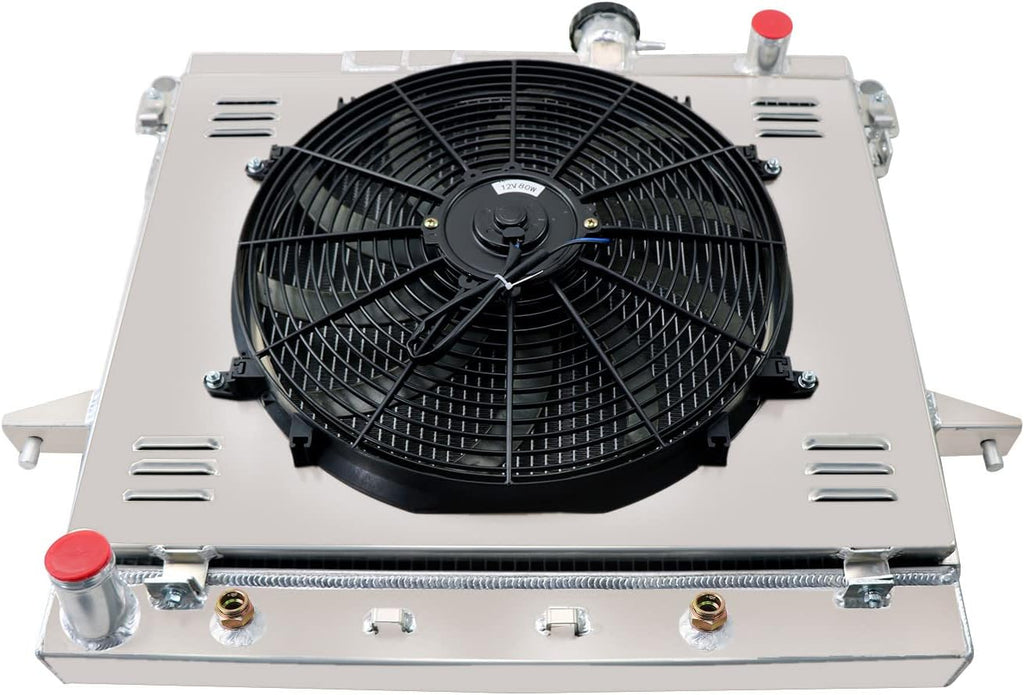 3 Row Aluminum Radiator with Electric Fan Shroud Thermostat Kit Combo X670257