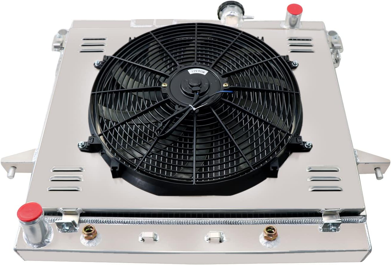 3 Row Aluminum Radiator with Electric Fan Shroud Thermostat Kit Combo X670257