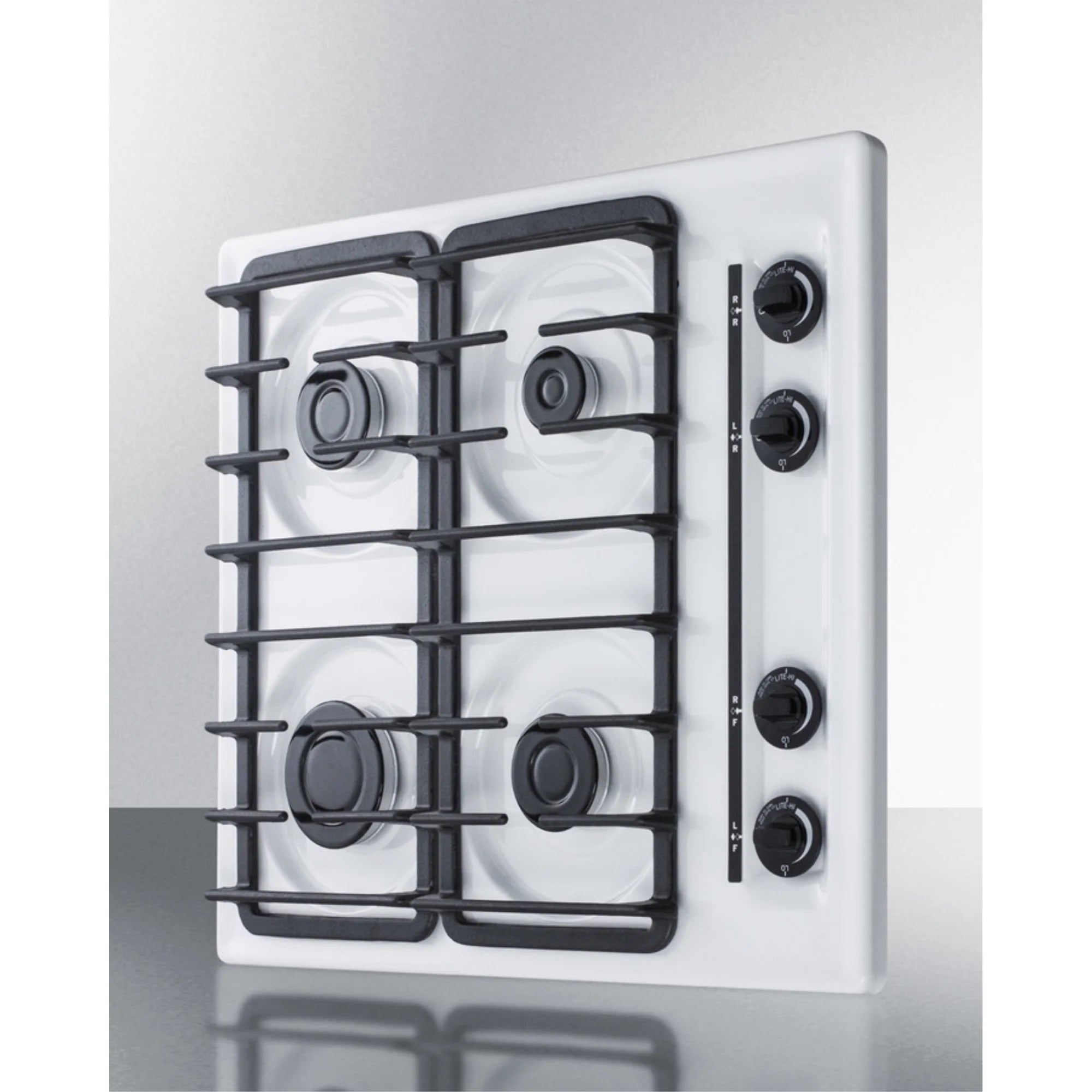 24" Gas Cooktop with Four Sealed Burners, White Porcelain Surface, Cast Iron Grates I65466