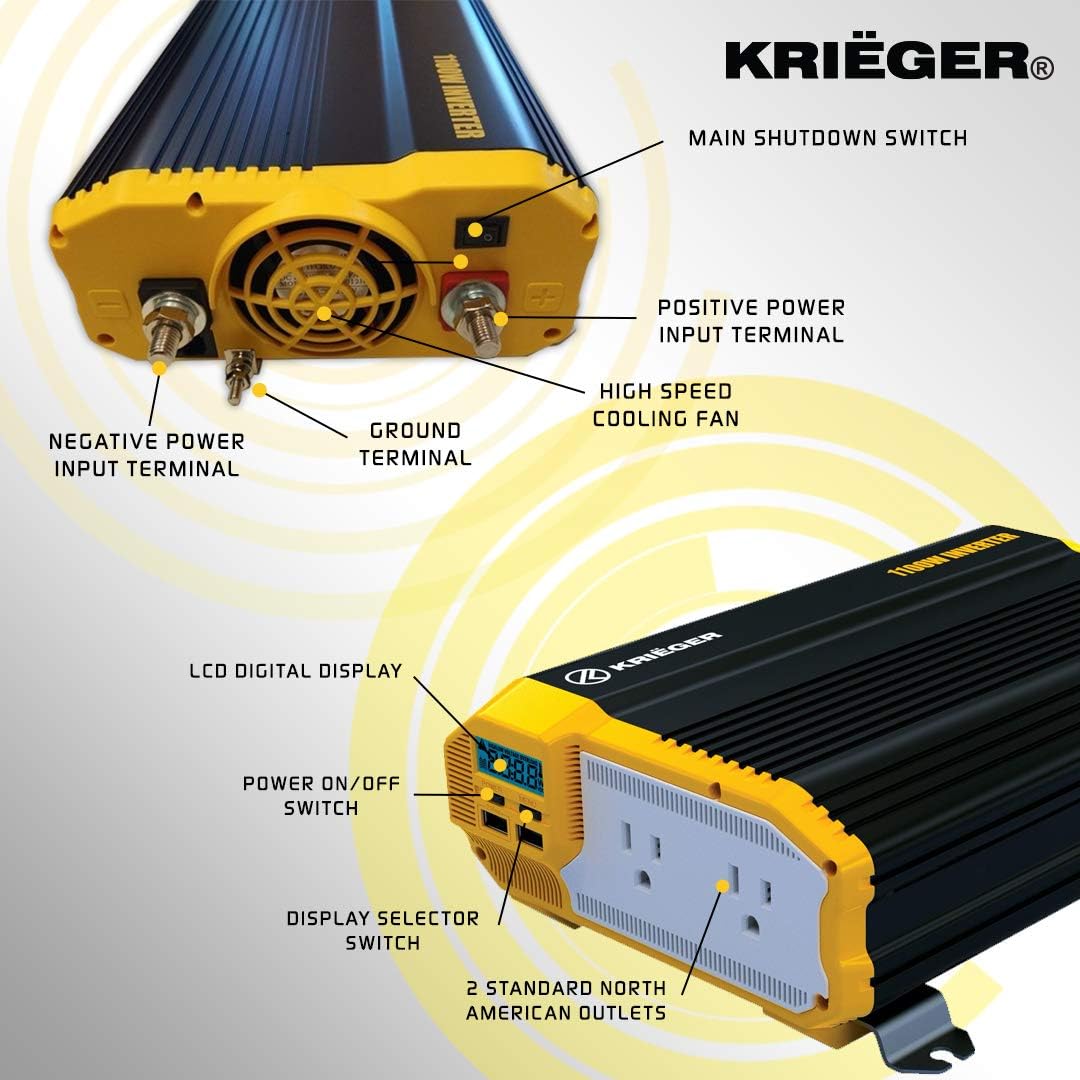 2000 Watts Modified Sine Wave Power Inverter with Dual AC Outlets V891