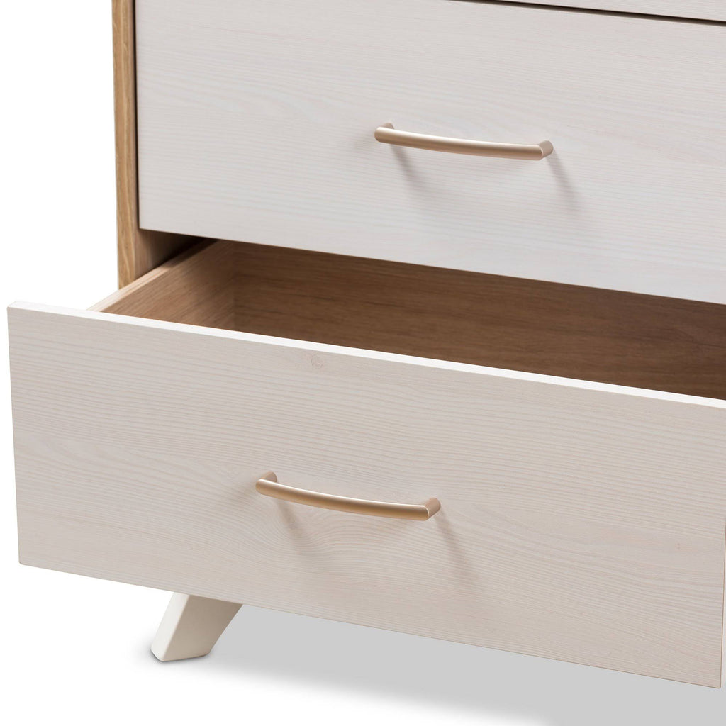 Natural Oak and Whitewashed Wood 4-Drawer Chest F778067
