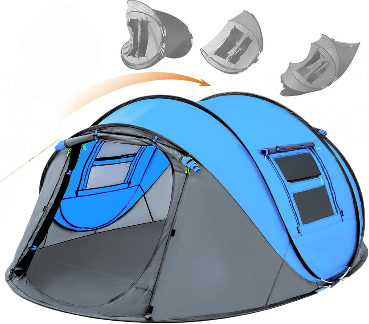 4 Person Waterproof Pop Up Tent with 2 Big Doors Y96256