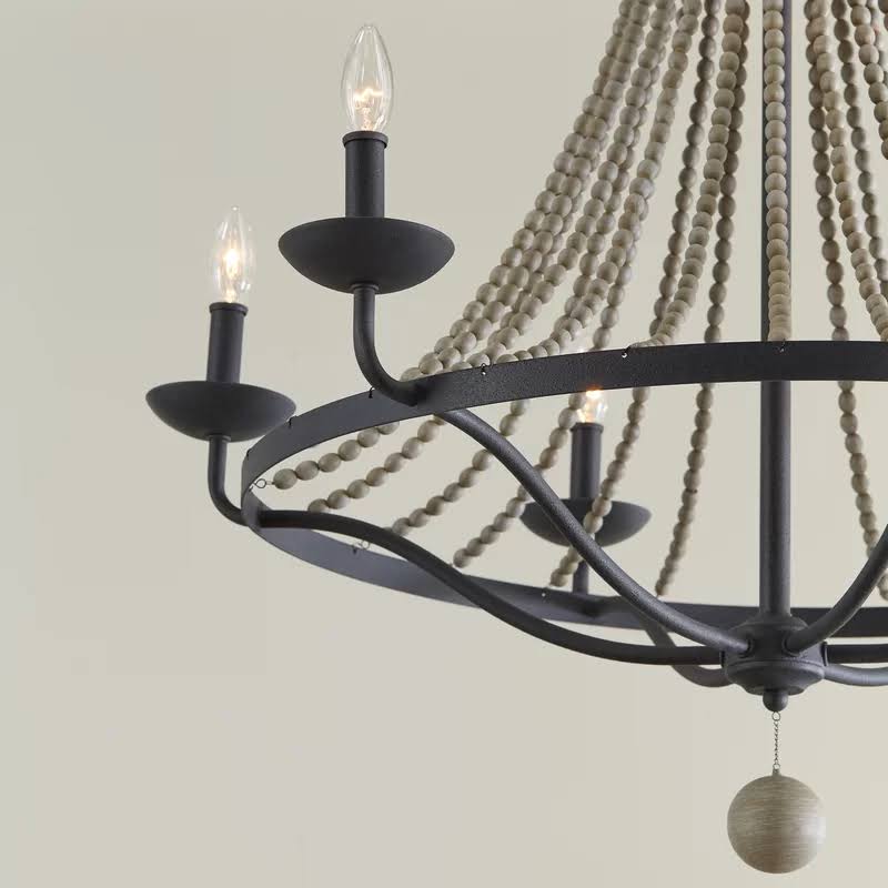 6-Light Candle Style Empire Chandelier with Beaded Accents C4439