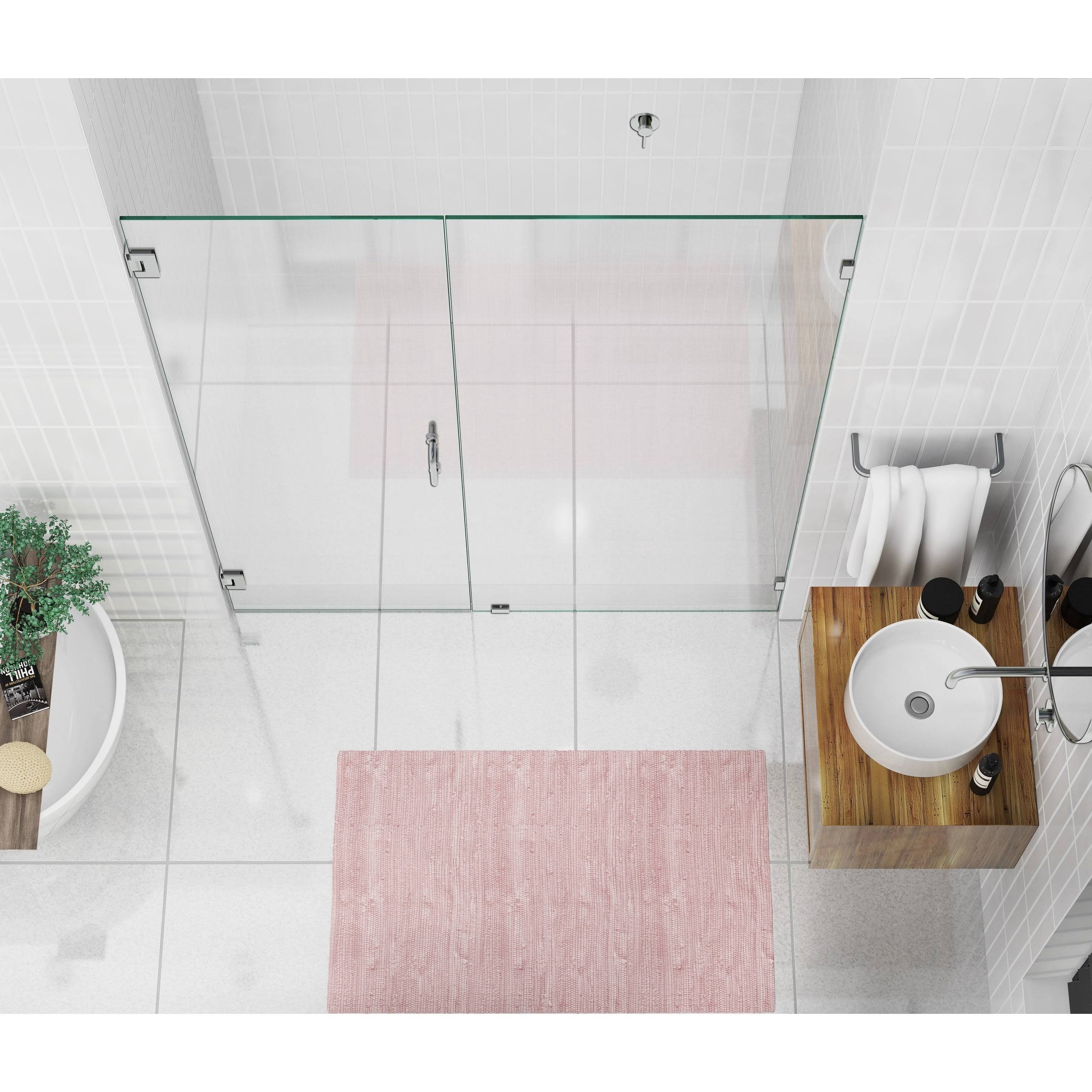 63.75x22 W x 78x22 H Hinged Frameless Shower Door B44533