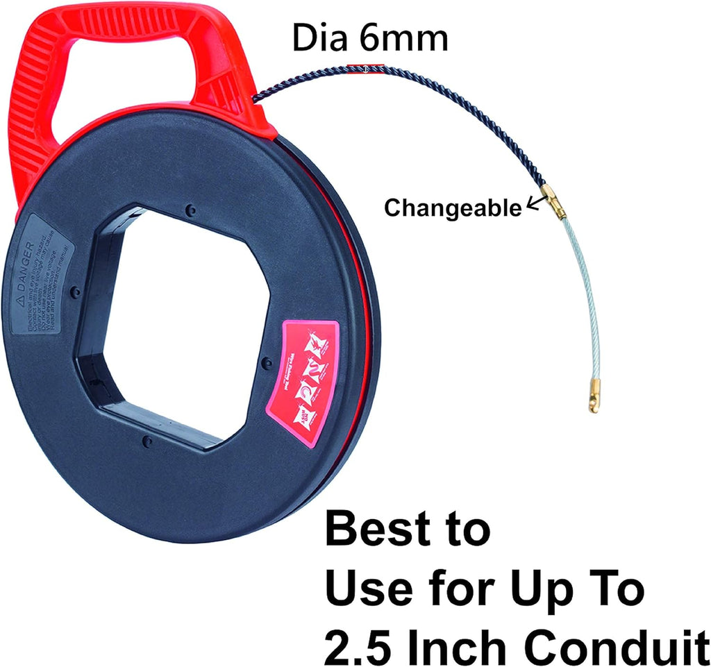 100FT Polyester 3 Core Braid Pulling Fish Tape with Red Winding Case V960