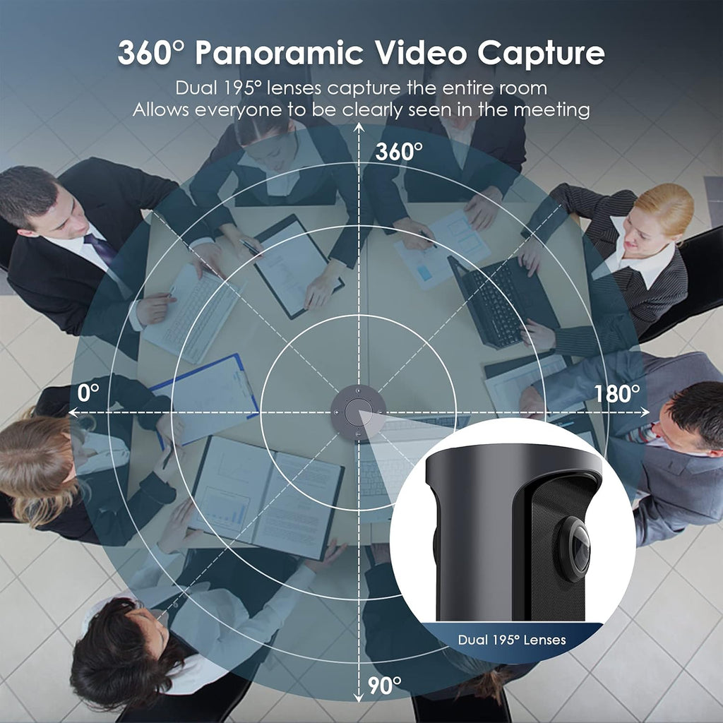 8K 360-Degree Video Conference Camera with 8 Noise-Cancelling Microphones and Speaker P2421
