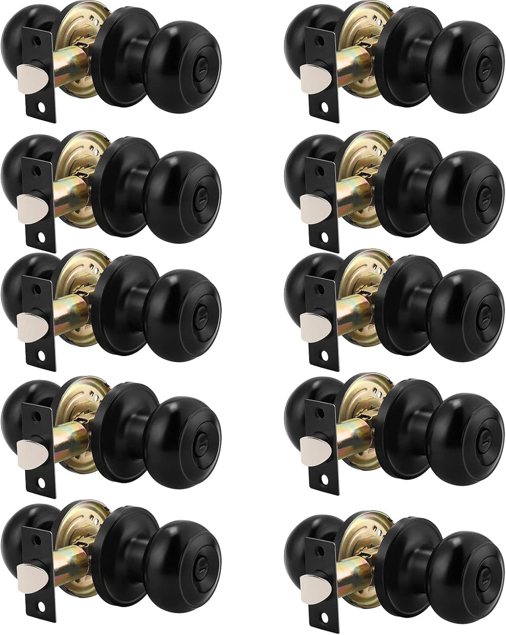 Black Round Passage Door Knob (3 Pack) Y65729
