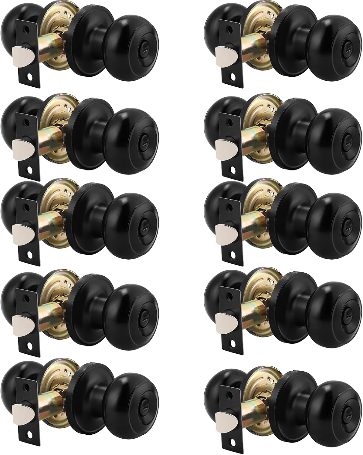 Black Round Passage Door Knob (3 Pack) Y65729