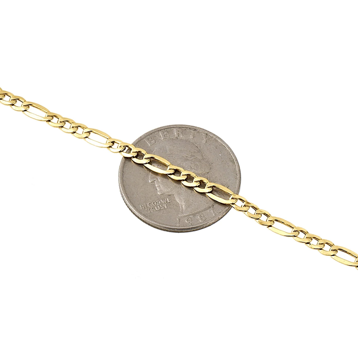 14K Yellow Gold Figaro Link Chain Necklace 24 Inch G6333